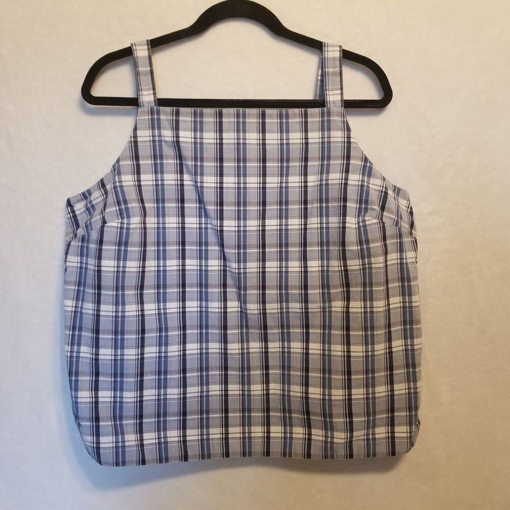 Sonoma XL Top Sleeveless Cotton Blue Heritage Plaid Preppy Picnic Twee Retro